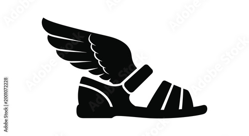 Winged sandal silhouette a symbol of speed travel and divine messenger imagery
