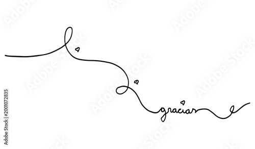 Lettering “Gracias” hecho a mano con trazo orgánico ondulado para tarjetas de saludo en tinta negra