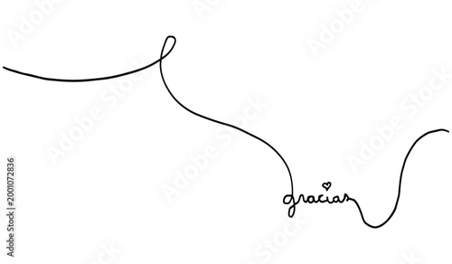 Lettering “Gracias” hecho a mano con trazo orgánico ondulado para tarjetas de saludo en tinta negra