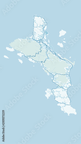 Modern minimalist vector map of Seychelles Islands. High-quality SVG illustration of Mahe, Praslin, and La Digue coastline for travel posters and Indian Ocean geography.