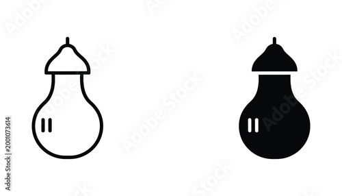 Minimalist light bulb icon set featuring outline and solid glyph styles for modern interface design and energy concepts