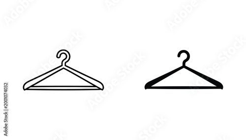Black and white vector icons of a clothes hanger on white background