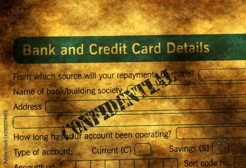 Confidential Bank and Credit Card Details Form with Security Warning Overlay