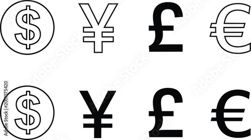 Foto Money currency sign set Vector