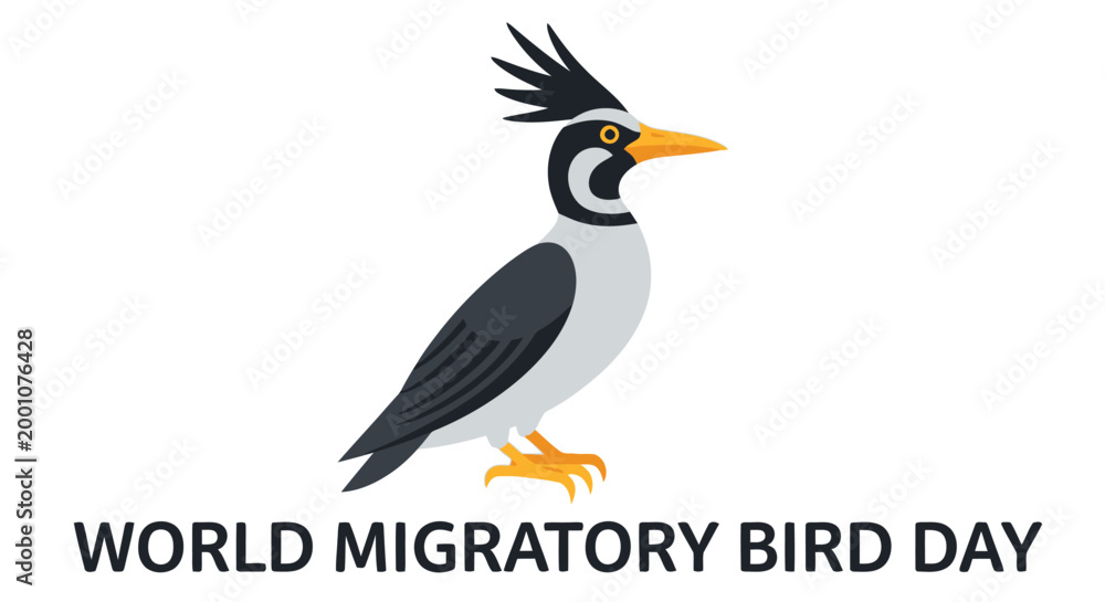 Fototapeta premium world migratory bird day illustration with colorful bird on white background