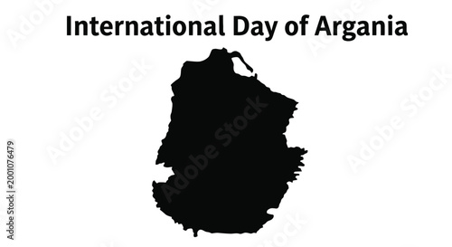  silhouette of argania region with international day text on white background