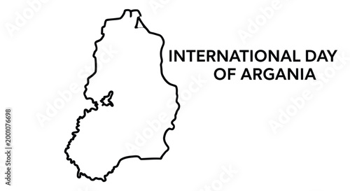 map outline of argania region with international day text on white background