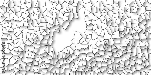 Irregular polygonal mosaic texture with a central void and cast shadows, creating a fractured abstract background design
