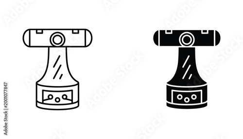 Outline and solid black spirit level icons representing measurement balance and construction graphic design elements