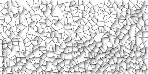 White abstract geometric cell pattern with black linework and soft shadow effects creating a textured organic background design
