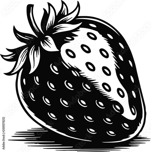 strawberry fruit illustration woodcut texture pattern design