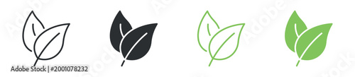 Eco leaf icon set. natural organic symbol. sustainability and green environment concept. vector illustration.

