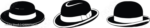 hat accessory icons boater fedora bowler headwear vector pack