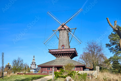 A beautiful historic Ukrainian windmill.