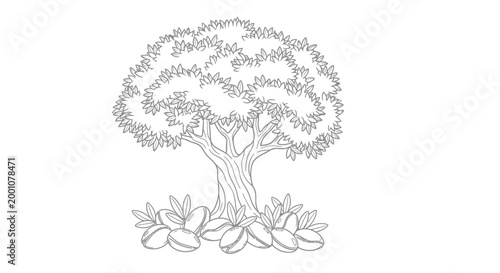 argania tree illustration with international day text high quality professional detailed