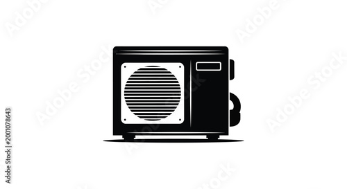 Black silhouette of a portable generator with handle and control panel