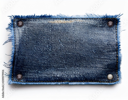 photo realistic torn rectangular denim patch