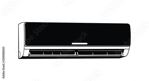 Black and white silhouette of a wall mounted air conditioner unit