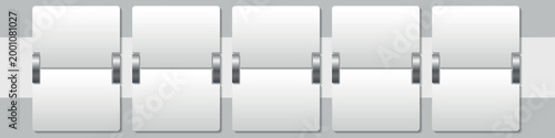 Flip clock display panels connected in row mechanical counter board vector