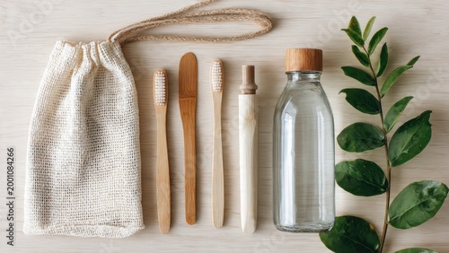 Eco-Friendly Bamboo Toothbrushes and Reusable Bottle