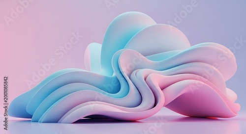 Abstract flowing shapes in pastel colors a digital art composition