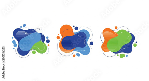 Colorful abstract shapes, vibrant business icons, vector graphics, modern design elements