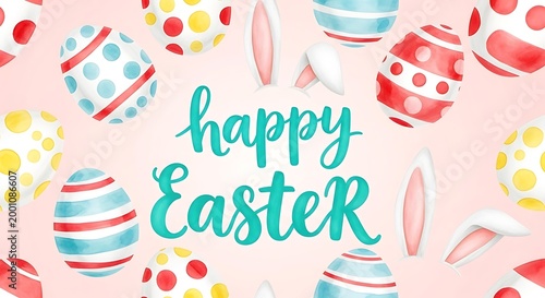 Festive watercolor easter eggs and calligraphy a springtime celebration background