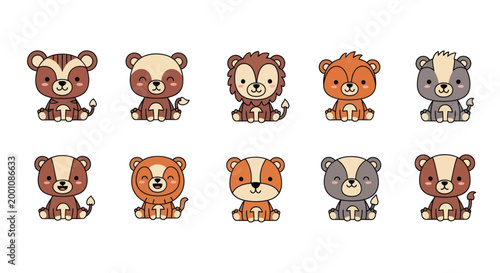 Cartoon bear collection diverse poses