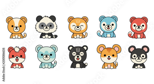 Cartoon bears collection vector illustration