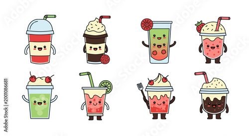 Cartoon beverages assortment illustration