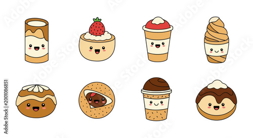Cartoon desserts and drinks illustration