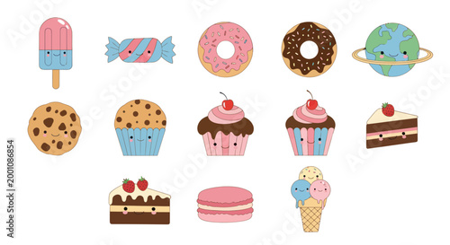 Cartoon desserts and sweets collection