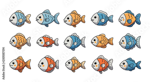 Cartoon fish collection illustration