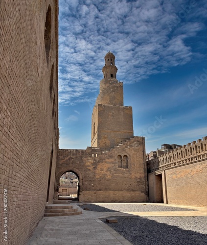 Mosque of Ibn Tulun in Cairo, Egypt, was built between 876 and 879 by Ahmed bin Tulun, the founder of the Tulunid dynasty, the first Turkic state established in Egypt.