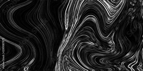Monochrome abstract background with swirling white lines on black, creating a dynamic and textured pattern reminiscent of liquid or smoke for sophisticated designs