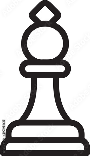 Simple black outline icon of a chess bishop game piece