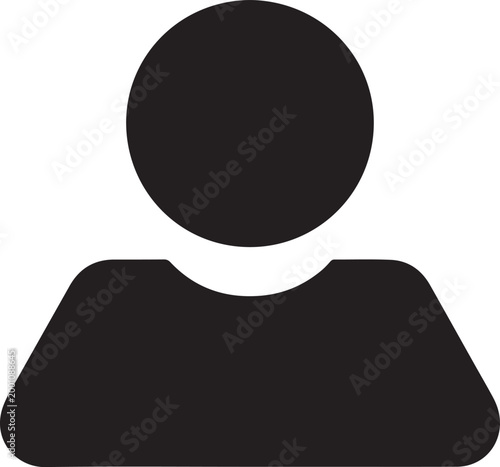 Simple black human user profile icon for website and mobile app interface design