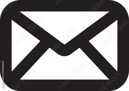 Simple black envelope mail icon for email and communication web interface design