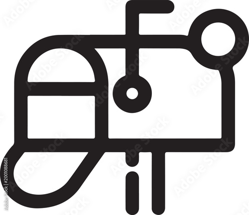 Black outline icon of a classic residential mailbox with a raised flag for outgoing mail