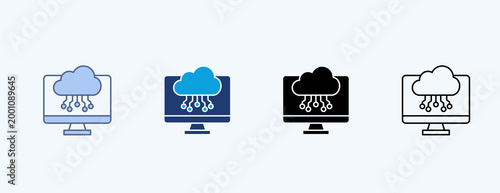 Cloud Computing Multiple Icon Illustration Vector