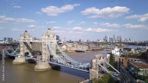 Iconic London Tower Bridge and River Thames Daytime Timelapse