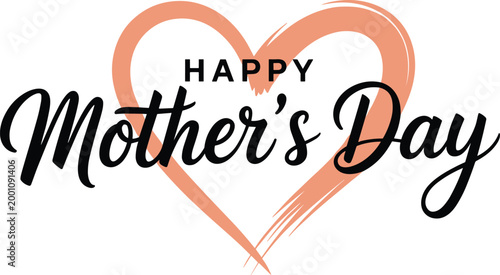 Happy Mother's Day with Brushstroke Heart happy mothers day