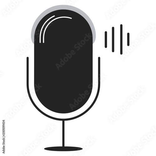 Microphone Icon with Sound Waves audio recording