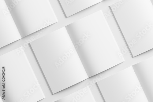 Saddle Stitch A4 Brochure White Blank 3D Rendering Mockup