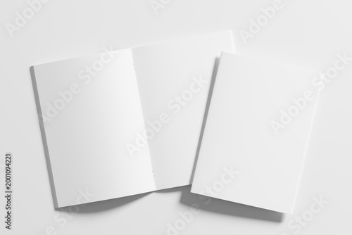 Saddle Stitch A4 Brochure White Blank 3D Rendering Mockup
