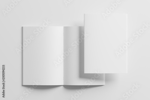 Saddle Stitch A4 Brochure White Blank 3D Rendering Mockup