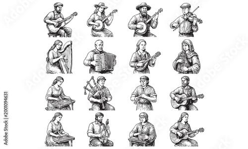 Vintage Folk Musicians Set