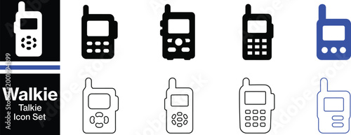 Walkie Talkie Icon Featuring Portable Radio Communication, Wireless Signal, Emergency Alert and Safety Symbol – Solid Vector Illustration