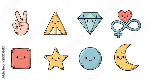 Cartoon shapes and symbols illustration