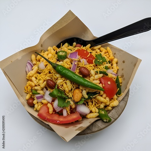 Kolkata Street Jhalmuri Spicy Crunchy Food Concept
